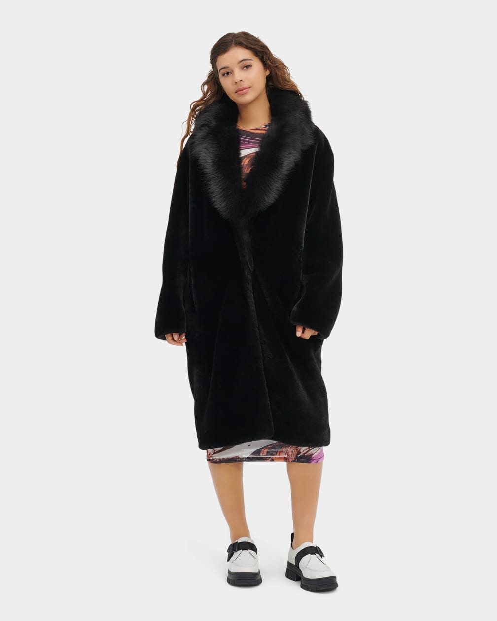 Black Ugg Audree Shearling Women Coats | 590821-OHV