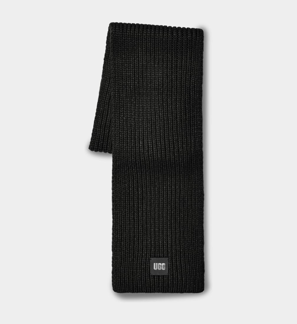 Black Ugg Chunky Rib Knit Women Scarves | 703526-WJR