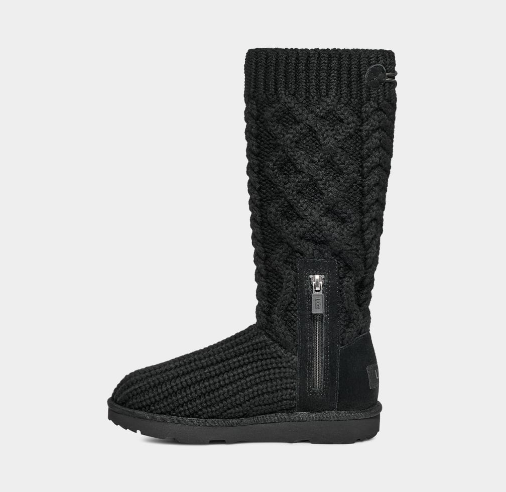 Black Ugg Classic Cardi Cabled Knit Kids' Boots | 849763-WCJ