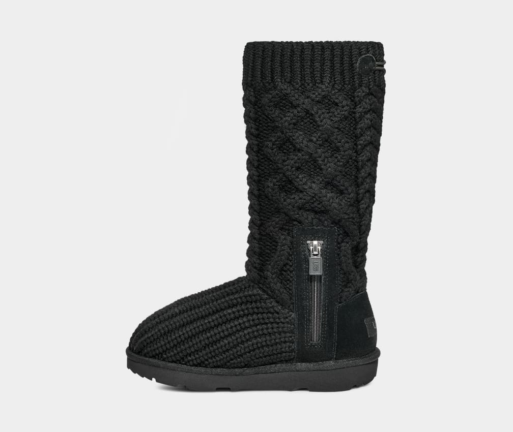 Black Ugg Classic Cardi Cabled Knit Kids' Boots | 680273-OMN