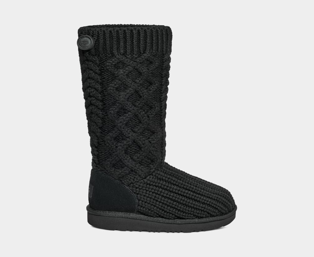 Black Ugg Classic Cardi Cabled Knit Kids\' Boots | 680273-OMN