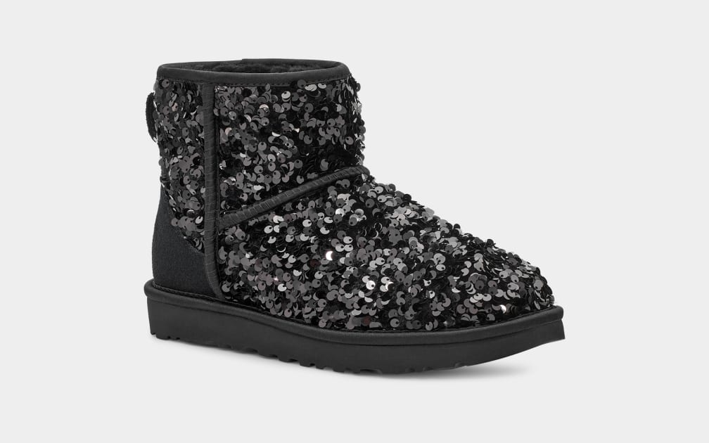 Black Ugg Classic Mini Chunky Sequin Women Boots | 643987-IEX