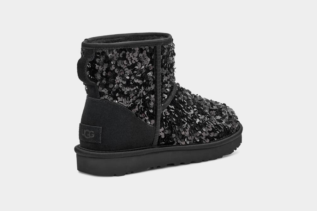 Black Ugg Classic Mini Chunky Sequin Women Boots | 643987-IEX