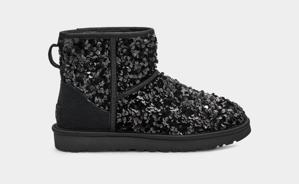 Black Ugg Classic Mini Chunky Sequin Women Boots | 643987-IEX