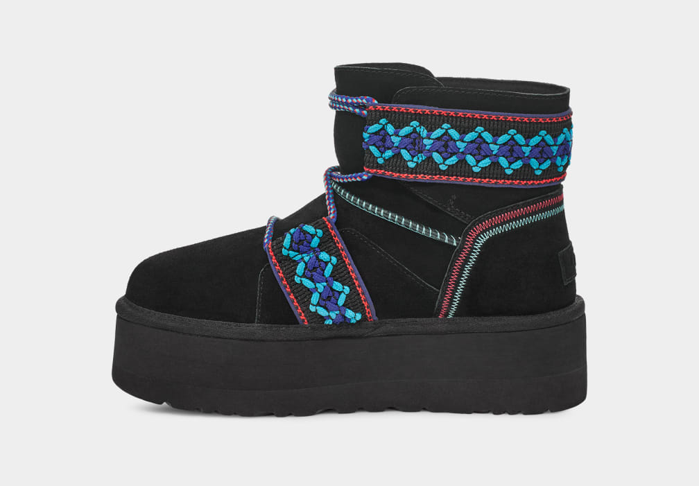 Black Ugg Classic Mini II Braid Women Platform Boots | 315860-IAM