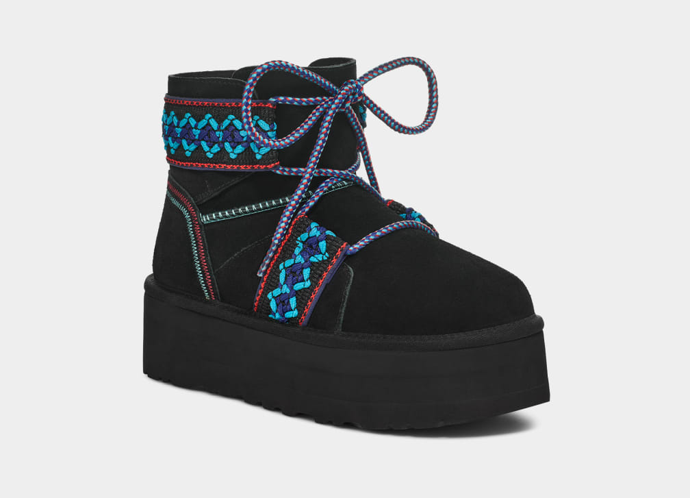 Black Ugg Classic Mini II Braid Women Platform Boots | 315860-IAM