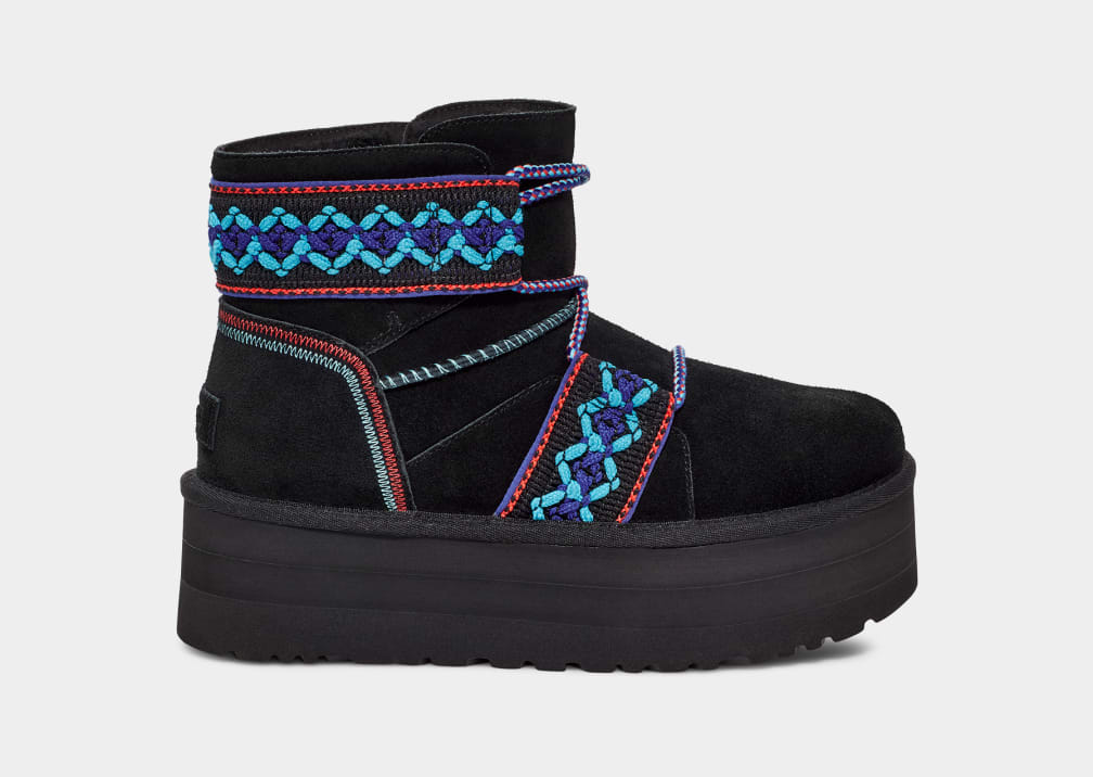 Black Ugg Classic Mini II Braid Women Platform Boots | 315860-IAM