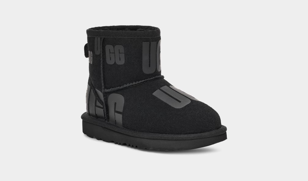 Black Ugg Classic Mini Scatter Graphic Kids' Boots | 647189-ENF