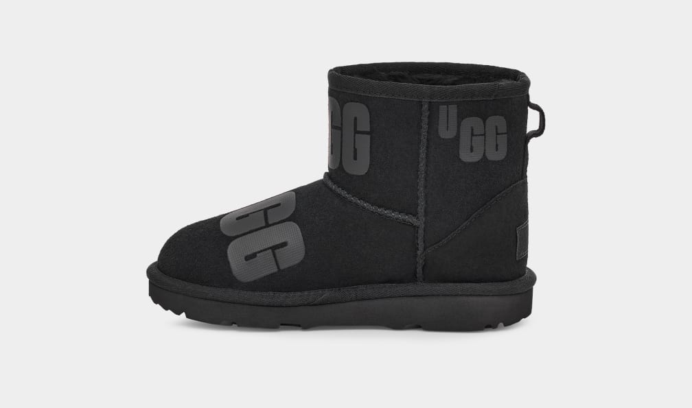 Black Ugg Classic Mini Scatter Graphic Kids' Boots | 647189-ENF