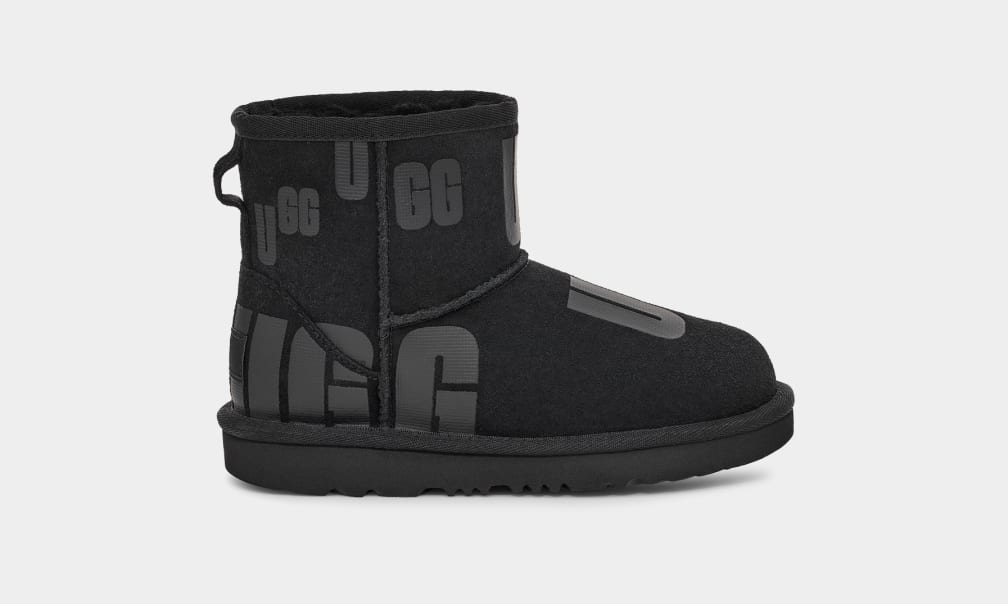 Black Ugg Classic Mini Scatter Graphic Kids\' Boots | 647189-ENF