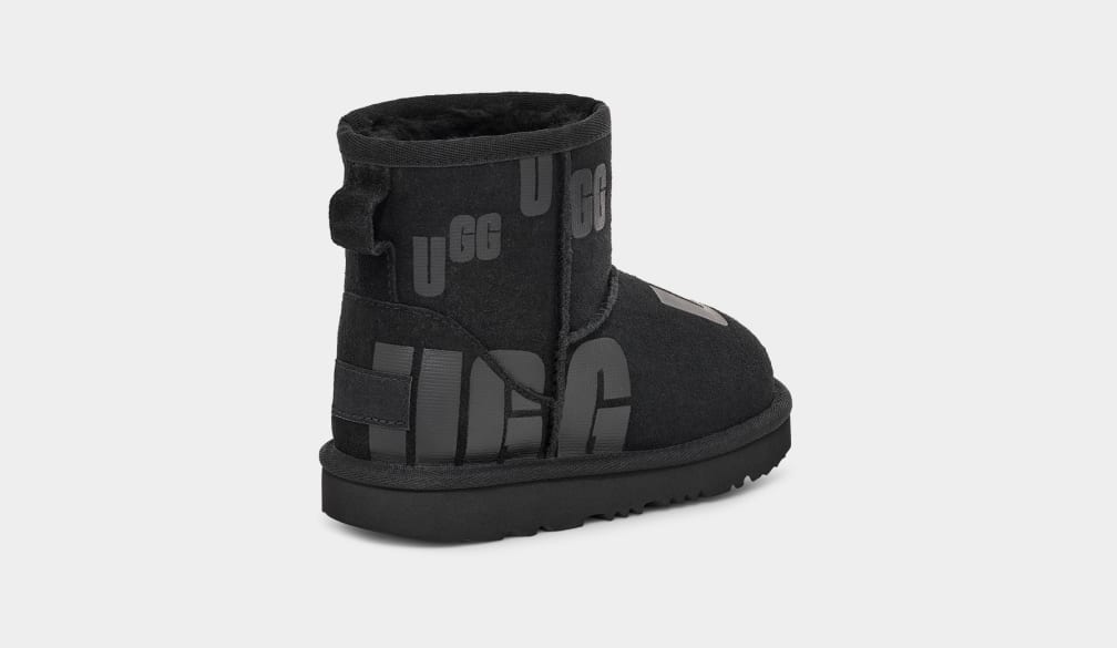 Black Ugg Classic Mini Scatter Graphic Kids' Boots | 547180-URB