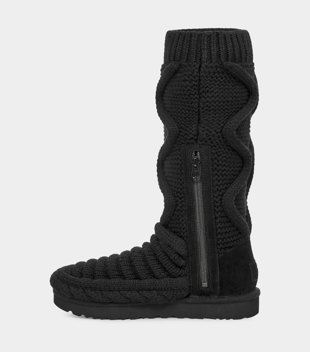 Black Ugg Classic Tall Chunky Knit Women Boots | 348721-TYH