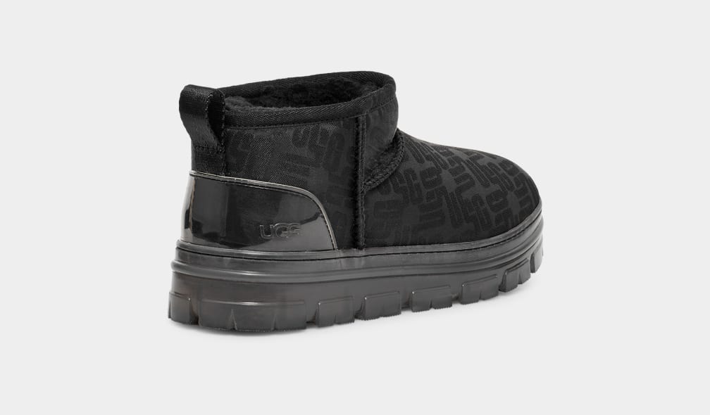 Black Ugg Classic Ultra Mini Monogram Women Boots | 756482-UCF