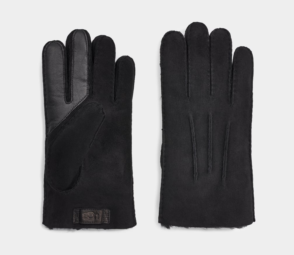 Black Ugg Contrast Sheepskin Tech Men Gloves | 104563-TEC