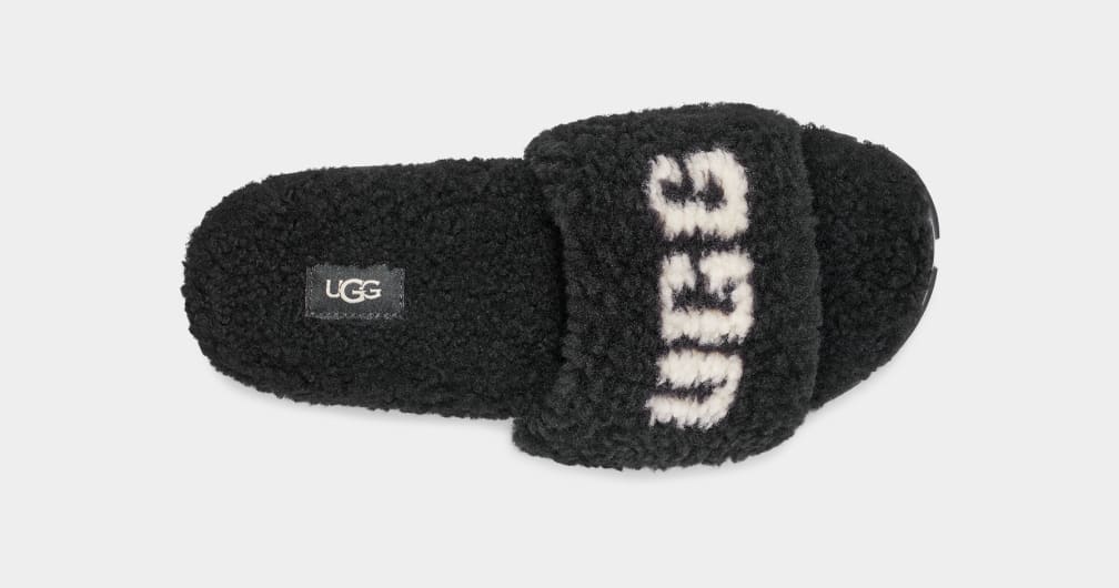 Black Ugg Cozetta Curly Graphic Women Slippers | 732048-PNO