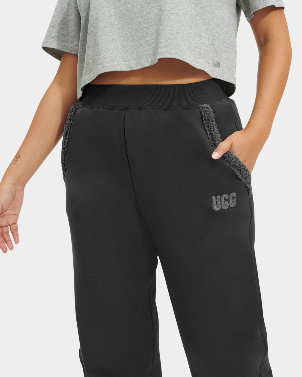 Black Ugg Daylin Bonded Fleece Women Pants | 751394-KWC