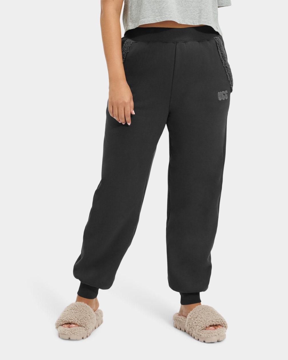 Black Ugg Daylin Bonded Fleece Women Pants | 751394-KWC