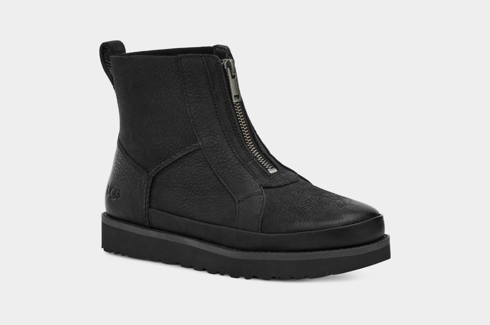 Black Ugg Deconstructed Front Zip Women Boots | 065431-SME