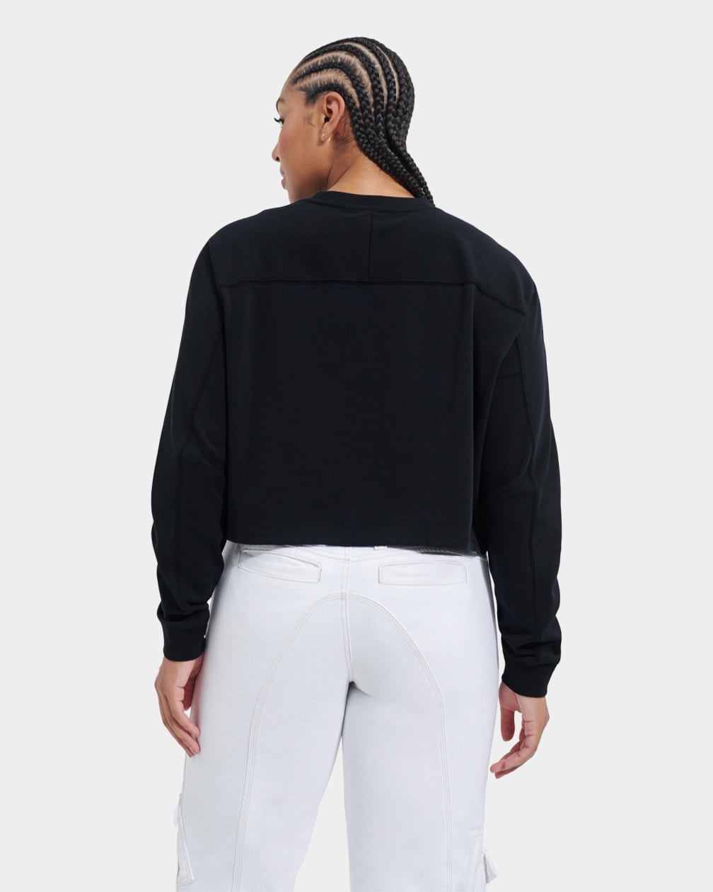 Black Ugg Delylah Long Sleeve Crop Women Tops | 365091-NMI