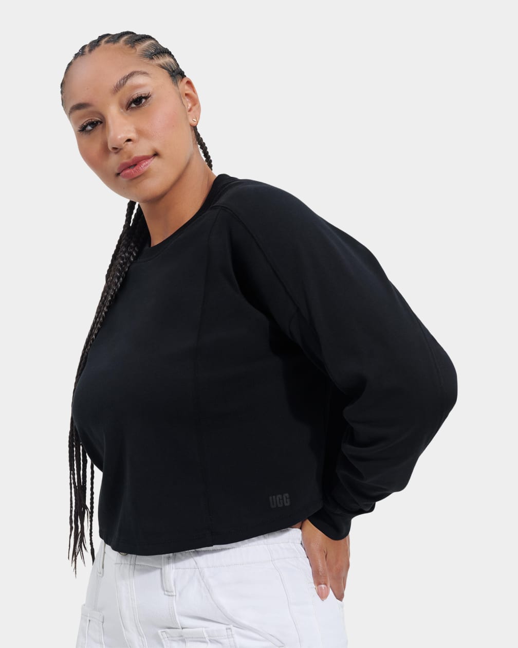 Black Ugg Delylah Long Sleeve Crop Women Tops | 365091-NMI