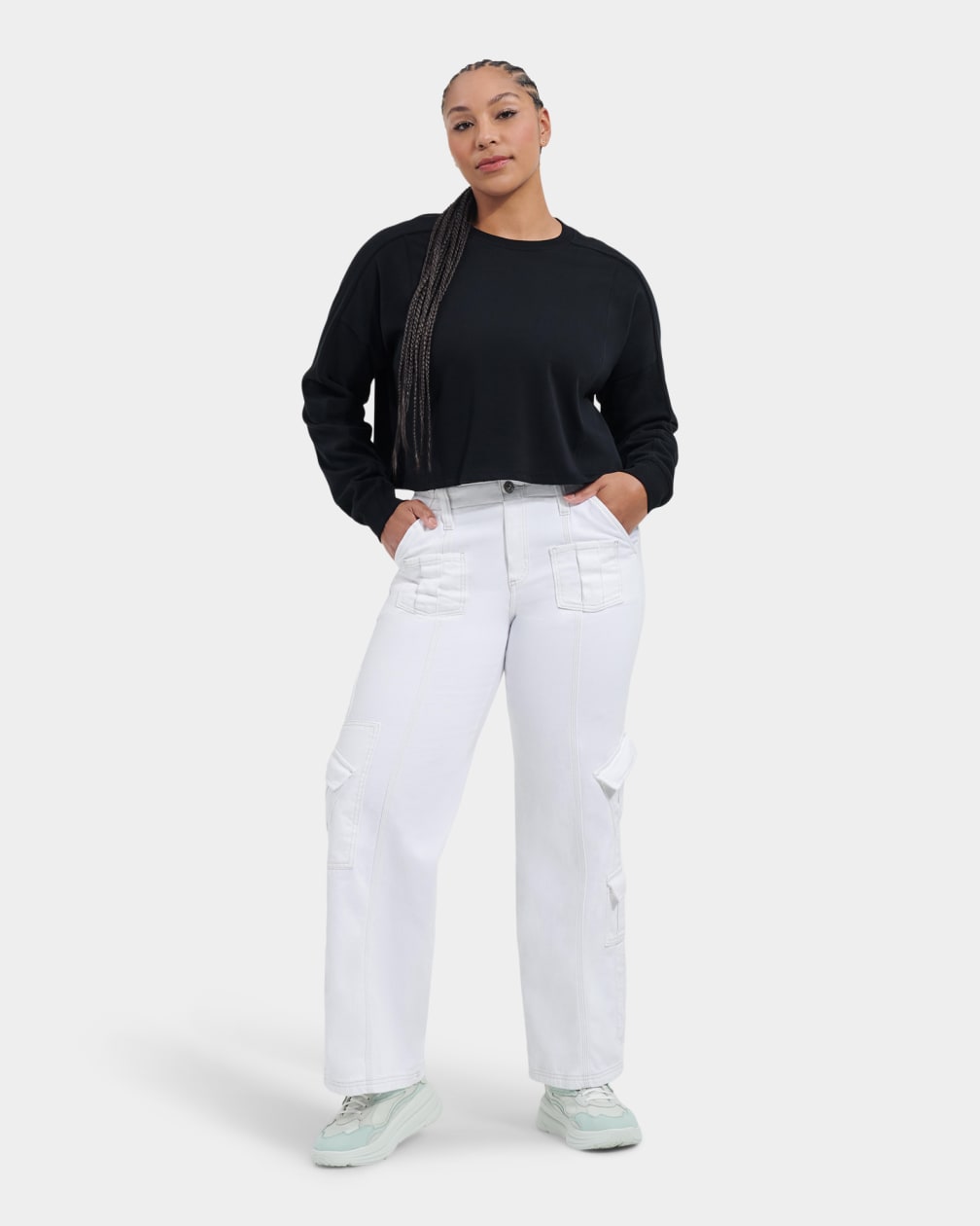 Black Ugg Delylah Long Sleeve Crop Women Tops | 365091-NMI