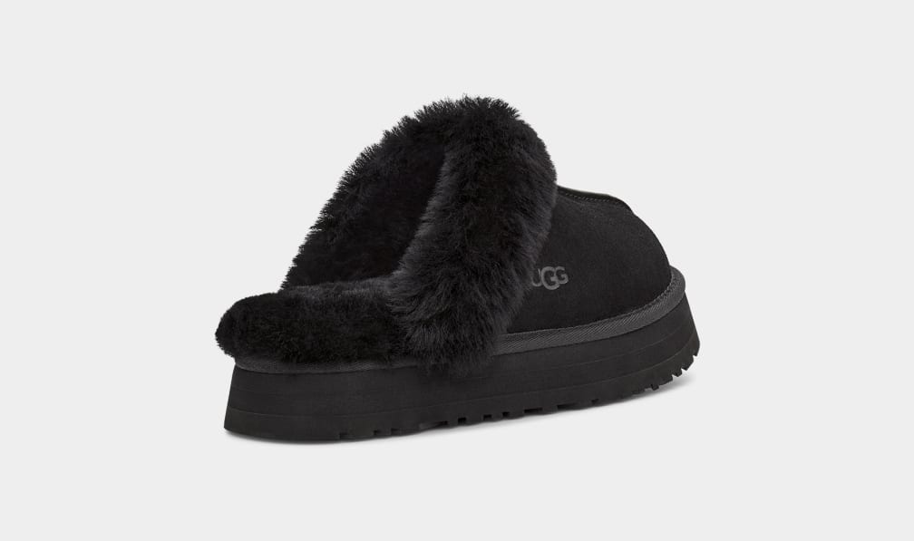 Black Ugg Disquette Women Slippers | 350172-KSF