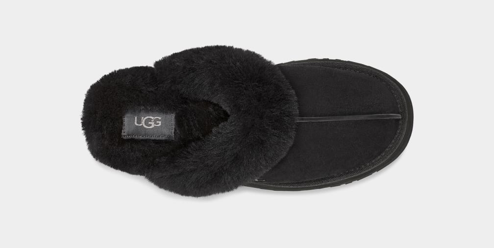 Black Ugg Disquette Women Slippers | 350172-KSF