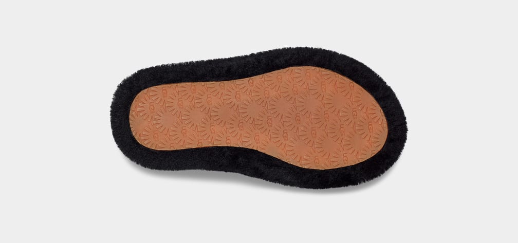 Black Ugg Fluff Yeah Kids' Slippers | 683014-HCT