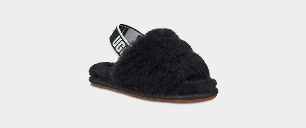 Black Ugg Fluff Yeah Kids' Slippers | 815209-XST