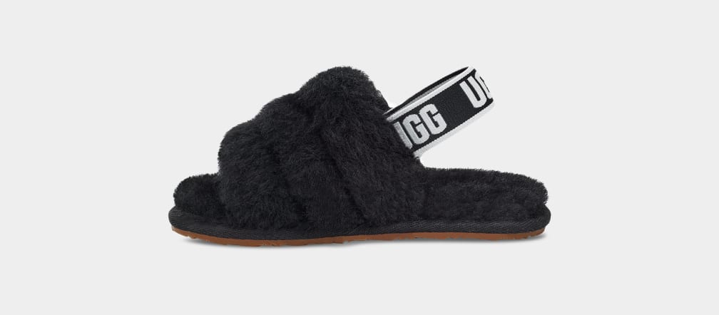 Black Ugg Fluff Yeah Kids' Slippers | 815209-XST