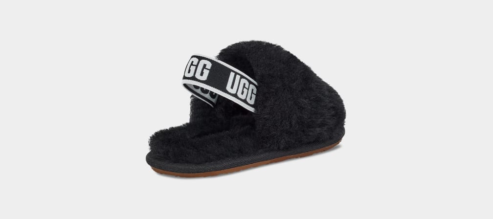 Black Ugg Fluff Yeah Kids' Slippers | 815209-XST