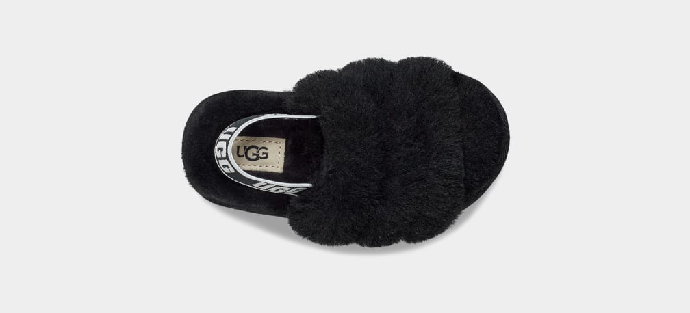 Black Ugg Fluff Yeah Kids' Slippers | 815209-XST