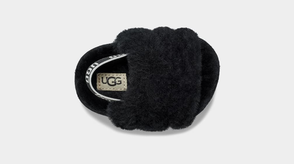 Black Ugg Fluff Yeah Kids' Slippers | 901784-UGP