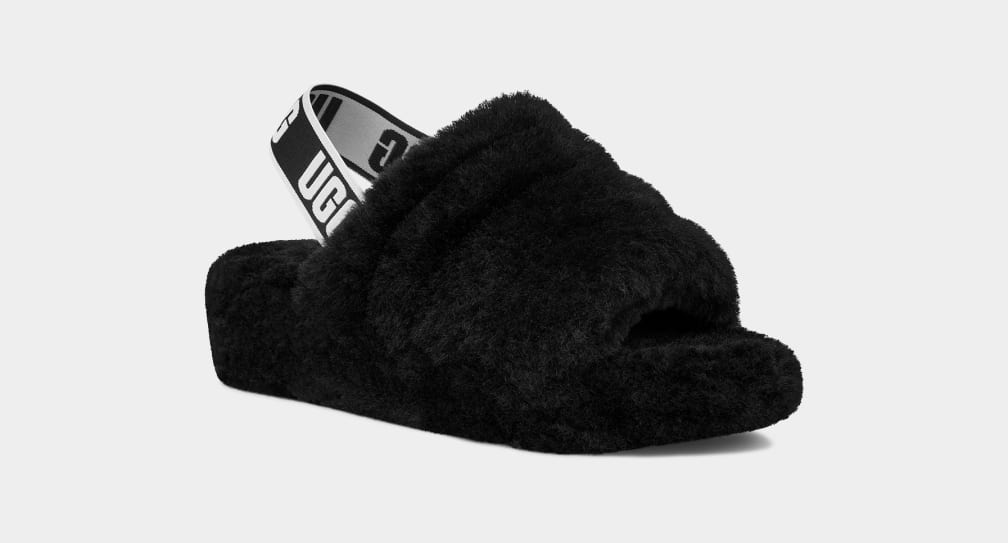 Black Ugg Fluff Yeah Women Slides | 275461-HIC