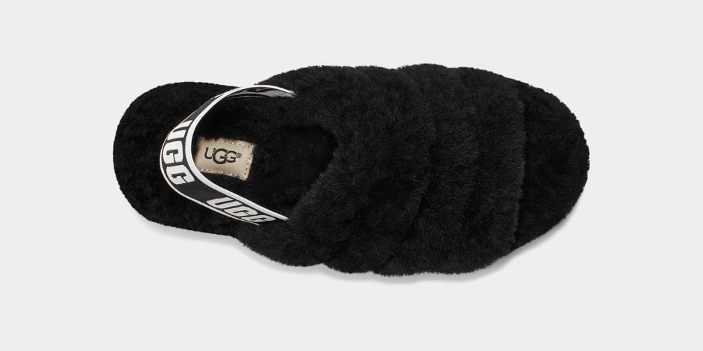 Black Ugg Fluff Yeah Women Slides | 275461-HIC