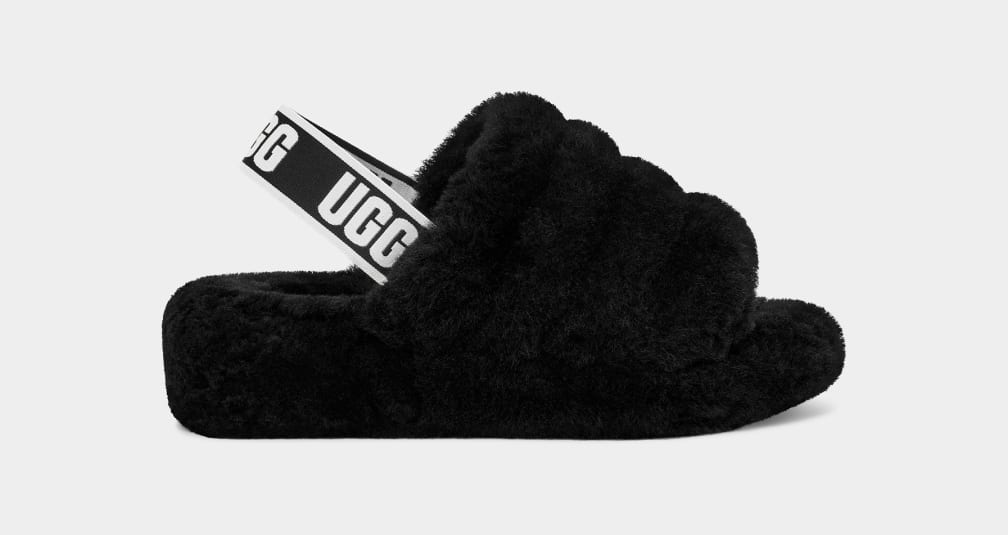 Black Ugg Fluff Yeah Women Slides | 275461-HIC