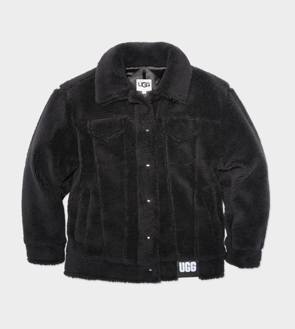 Black Ugg Frankie Sherpa Trucker Women Jackets | 549286-OEH