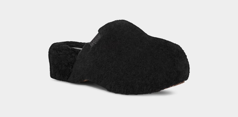 Black Ugg Fuzz Sugar Women Clogs | 950361-SQW