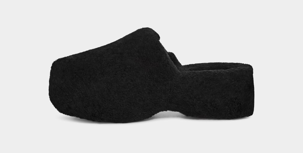 Black Ugg Fuzz Sugar Women Clogs | 950361-SQW