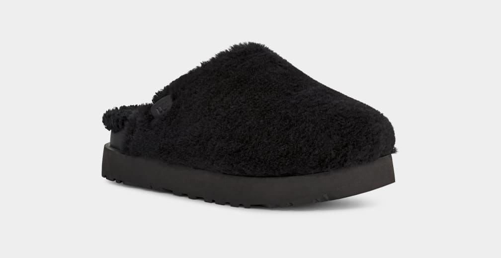 Black Ugg Fuzz Sugar Women Moccasins | 503216-JZY