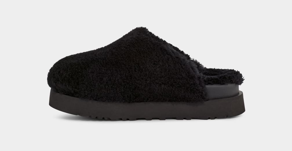 Black Ugg Fuzz Sugar Women Moccasins | 503216-JZY