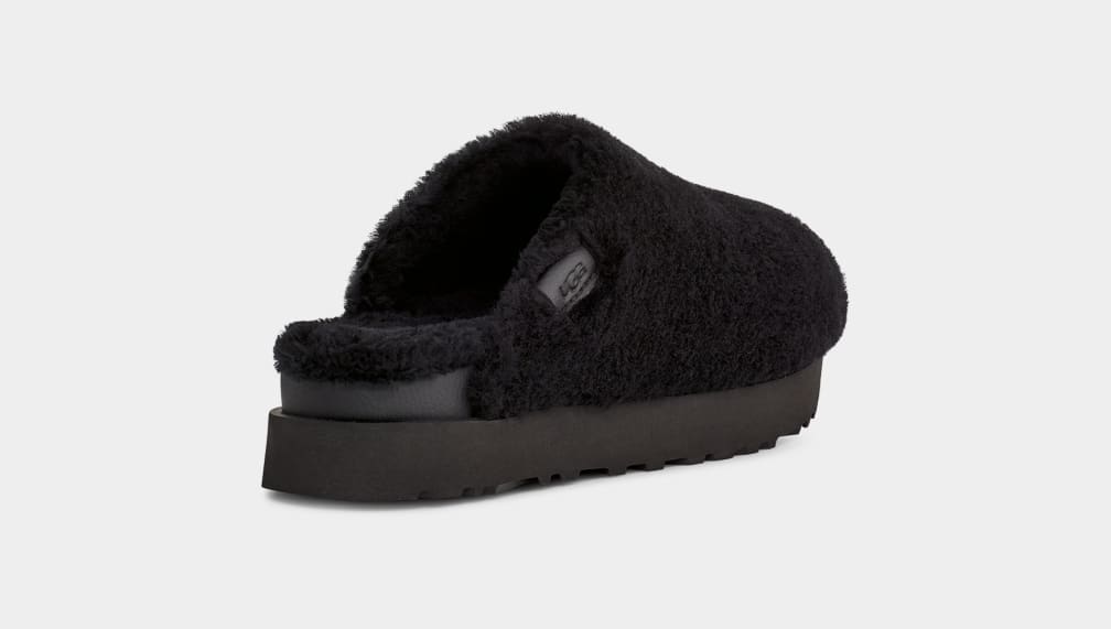 Black Ugg Fuzz Sugar Women Moccasins | 503216-JZY