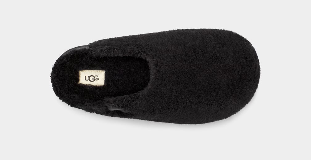 Black Ugg Fuzz Sugar Women Moccasins | 503216-JZY