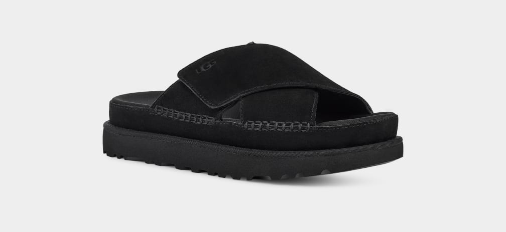 Black Ugg Goldenstar Cross Women Slides | 932608-BFZ