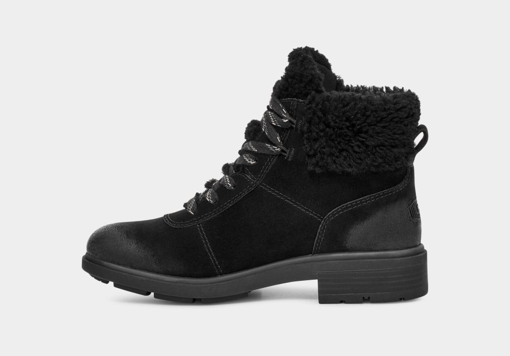 Black Ugg Harrison Cozy Lace Women Boots | 917045-QAB