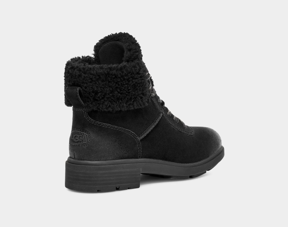 Black Ugg Harrison Cozy Lace Women Boots | 917045-QAB