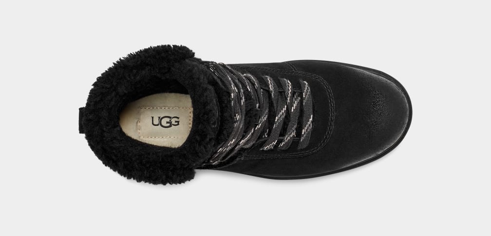 Black Ugg Harrison Cozy Lace Women Boots | 917045-QAB