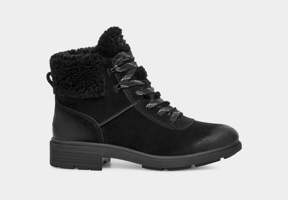 Black Ugg Harrison Cozy Lace Women Boots | 917045-QAB