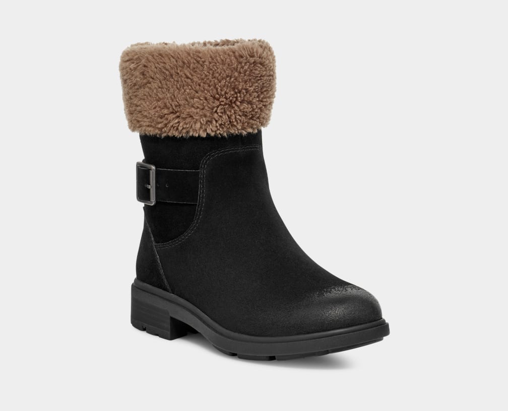 Black Ugg Harrison Cuff Women Boots | 127548-OLN