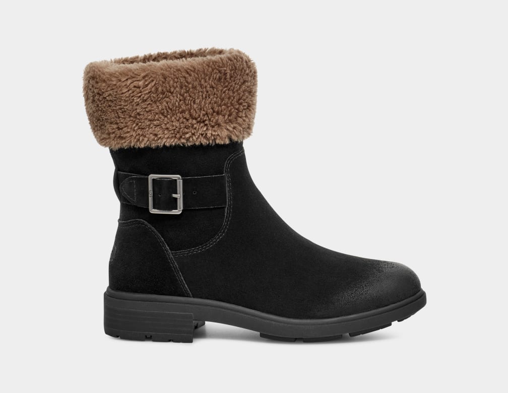 Black Ugg Harrison Cuff Women Boots | 127548-OLN